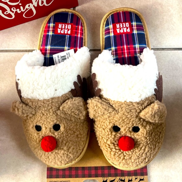 PAPA DEER MEN’S WARM & FUZZY SLIPPERS NWT SIZE LARGE 11-12 - Picture 6 of 8